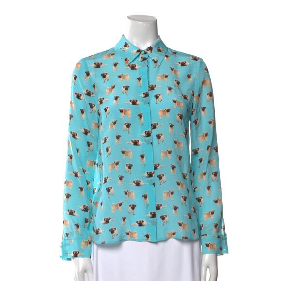 Alice + Olivia Tops - Alice + Olivia Silk Pinted Pug Blouse
